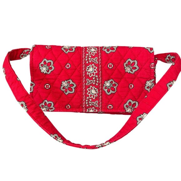 Vera Bradley Red Floral Quilted Shoulder Bag Crossbody Paisley Cotton Purse - Picture 6 of 9